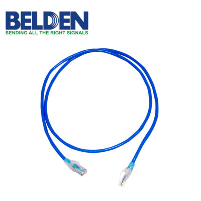 PATCHCORD UTP CAT6 BELDEN C601106004 FORRO PVC AZUL CMR-RISER 4 PARES CALIBRE CONDUCTOR 24 AWG 100% COBRE USO INTERIOR PARTES RELACIONADAS:CONECTORES MODULARES CAT6 PATCH PANEL CAT6 LONGITUD 4 PIES 1.2 METROS