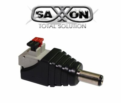 SAXXON PSUBR16H - Bolsa de 10 Adaptadores Macho tipo Jack Polarizado de 12 Vcc/ Terminales de Presion/ Facil Instalación/