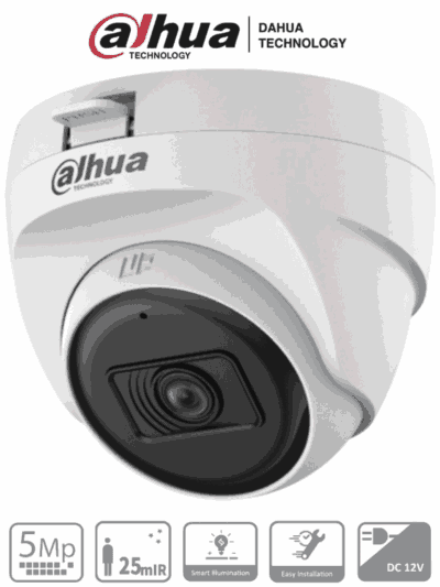 DAHUA HAC-T1A51N-U-28-S2 - Cámara Domo de 5 Megapixeles/ Lente de 2.8mm/ 106 Grados de Apertura/ IR de 25 Mts/ Uso Interior/ Soporta HDCVI/AHD/TVI y CBVS/ #LoNuevo