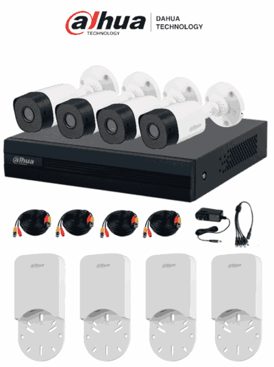 DAHUA KITXVR1B04-I+4C+4S - Kit DVR Cooper-I de 4 Canales con IA, H.265+, incluye 4 cámaras 2MP B1A21N 1080p. Admite 4 canales + 1 IP (hasta 5 IP en total). Con SMD Plus para detección de humanos y vehículos. Incluye accesorios y 4 cajas de conexión