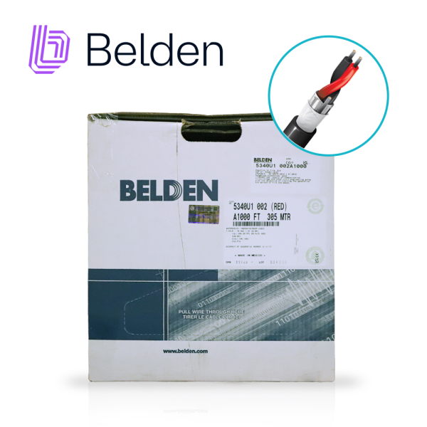 BELDEN 5340U1 002A1000 – Cable de Seguridad y Sonido 2×18 AWG Rojo CMG/FPL/PLTC-ER Uso Interior y Ambientes Húmedos