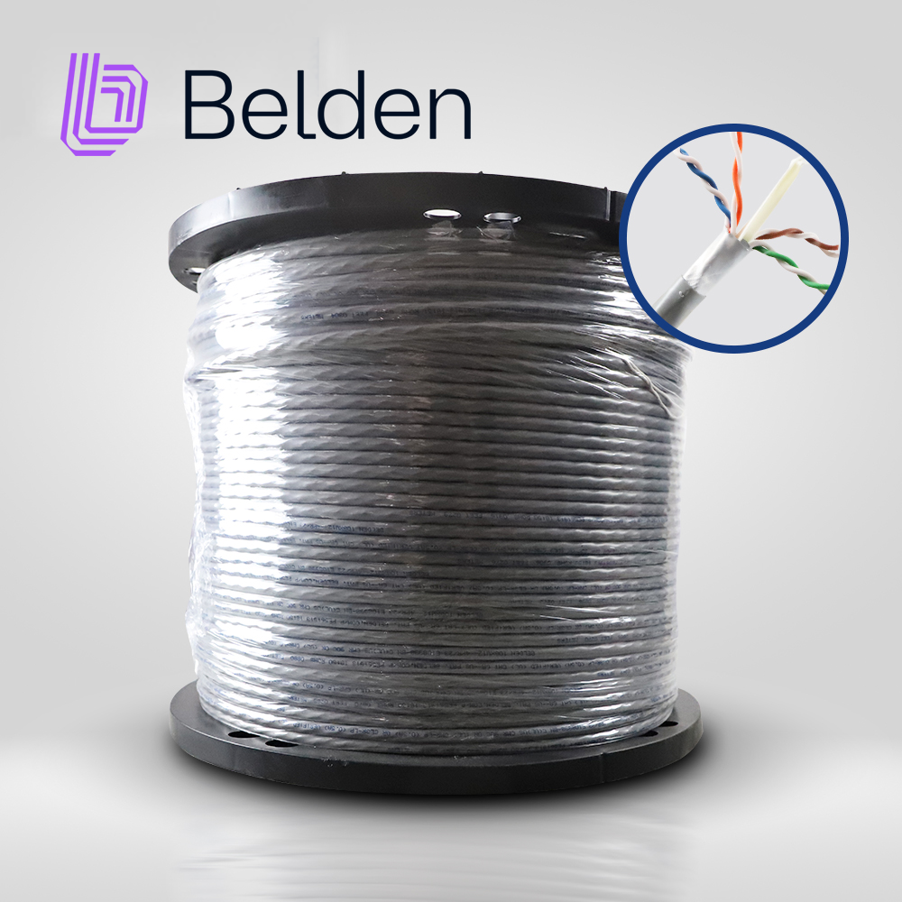 CABLE UTP CAT6A BELDEN 10GXW12 0081000 / INTERIOR / GRIS / 500MHZ / 4 PARES / 23 AWG / FORRO PVC / CMR / CERTIFICABLE / BOBINA / 1,000 PIES 305 METROS