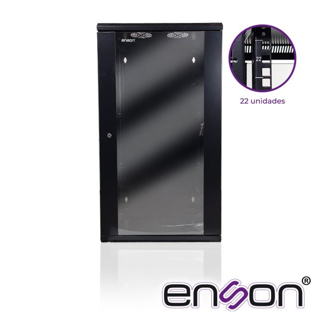 Enson ENS-RKGU22PRO | Gabinete Rack 22U Piso/Pared Cristal Templado Cerradura 550x600x1055 - Image 2