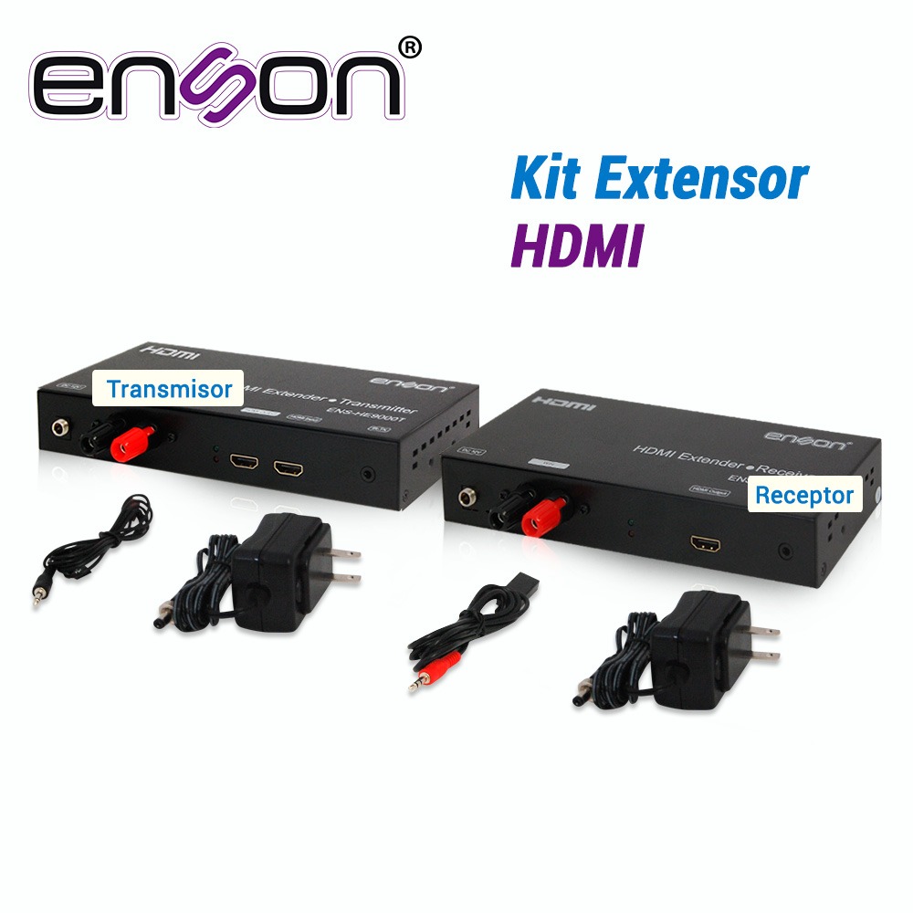 KIT DE EXTENSORES HDMI, SERIE 9000 ENSON, HASTA 500 MTS INCLUYE:TRANSMISOR ENS-HE9000T Y RECEPTOR ENS-HE9000R, RESOLUCIÓN HASTA 1080P FUENTES DE ALIMENTACIÓN Y CABLE IR INCLUIDOS.