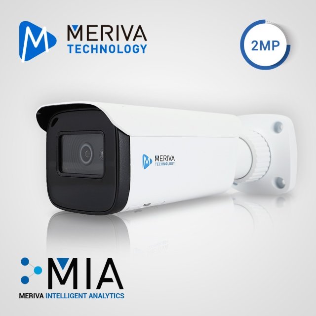 CAMARA IP BULLET MERIVA TECHNOLOGY MOB-E300F / 2MP / H.265+ / 2.8MM / 30 - 50M IR / IP67 / METALICA / 12 VCD / POE / P2P / SOPORTA MICRO SD HASTA 256 GB (NO INCLUIDA) / ENTRADA AUDIO / MIA 2.0 / ONVIF / FACE DETECTION - CONTROL DE AFORO / PARA RECONOCIMIENTO FACIAL CAMARA SERIE E300 + NVR SERIE MAIN