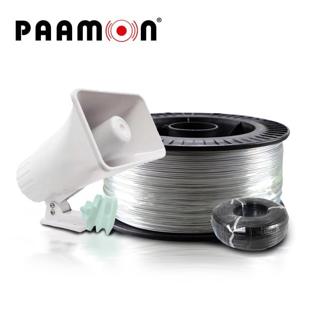 KIT DE ACCESORIOS PARA CERCA ELECTRICA PAAMON/ PAM-CAC600 CABLE ALAMBRE DE ALUMINIO - CABLE DOBLE AISLADO DE ALTO VOLTAJE 100MT - PAM-AISPASOW AISLADORES DE PASO - PAM-AISESQUINAW AISLADORES DE ESQUINA - PAM-SRE30W SIRENA 30W