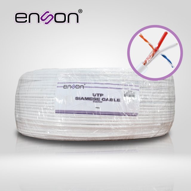 CABLE UTP SIAMES ENSON 51101W500 4C PARA DATOS Y DOS CABLES CALIBRE 18AWG (ROJO Y NEGRO) PARA ALIMENTACIÓN, DISEÑADO PARA SU USO EN SOLUCIONES DE CCTV UNICAMENTE, BOBINA DE 500 METROS COLOR BLANCO PARA SU USO EN EXTERIOR