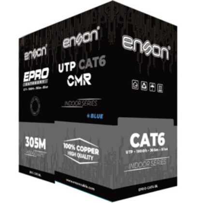 CABLE UTP CAT6 AZUL ENSON EPRO-CAT6-BL CRM / FORRO PVC / 4 PARES / CALIBRE 23 AWG / 100% COBRE / USO INTERIOR / COLOR AZUL / BOBINA 1000 PIES / 305 METROS / CERTIFICACIÓN UL