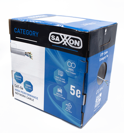 SAXXON OUTPCAT5E - Bobina de Cable UTP Cat5e 100% Cobre/ 305 Metros/ Bobinado REELEX /Color Gris/ Uso Interior/ 4 Pares/ Soporta Pruebas de Rendimiento/ Ideal para Cableado de Redes y Video/ - Image 2