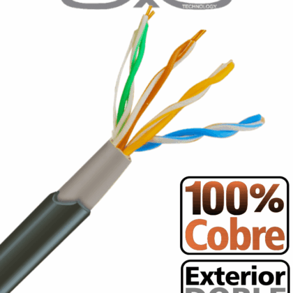 SAXXON OUTPCAT5ECOPEXT - Bobina de Cable UTP Cat5e 100% Cobre/ 305 Metros/ Exterior con Doble Forro/ Color Negro/ Ideal para Cableado de Redes de Datos y Video/