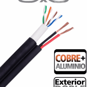 SAXXON OUTP5ECCAEXT2E - Bobina de Cable UTP Cat5e Siames/ 305 Metros/ Uso Exterior/ CCA/ UTP+Cables de Energía Cal. 18 AWG/ Doble Forro en Cable UTP/  Ideal para Cableado de Video/