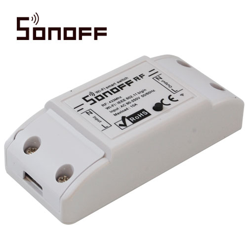 INTERRUPTOR ON/OFF SONOFF RF SMART INALAMBRICO WIFI PARA SOLUCION DE SMART HOME CON TEMPORIZADOR PARA IOS Y ANDROID COMPATIBLE CON ALEXA/GOOGLE HOME/NEST/IFTTT 1CH WIFI 2.4GHZ HASTA 10AMP SOPORTA CONTROL REMOTO PARA INTERIOR DE 433MHZ (MODELO REMOTE433 NO INCLUIDO)
