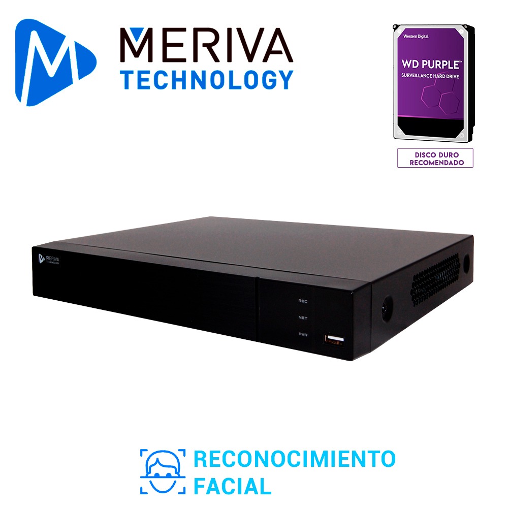 NVR FACE RECOGNITION/VIDEO INTELLIGENT/H.265 8CH POE 8MP 2DD/HDMI 4K + VGA/ONVIF/ MERIVA TECHNOLOGY MAIN-0808/P2P CLOUD N9000