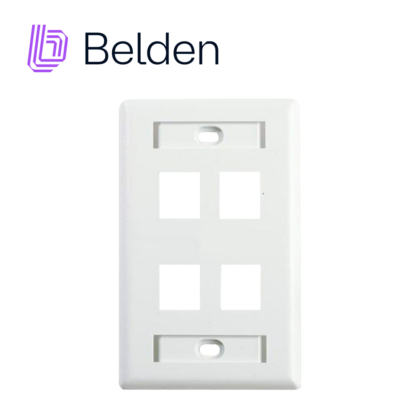 PLACA DE PARED (FACEPLATE) BELDEN AX102249 / INTERIOR / BLANCO / 4 PUERTOS / PIEZA