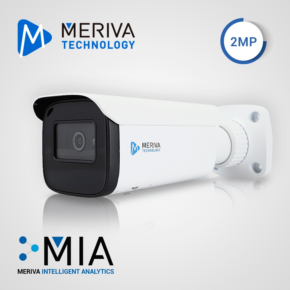CAMARA IP BULLET MERIVA TECHNOLOGY MOB-E300F / 2MP / H.265+ / 2.8MM / 30 - 50M IR / IP67 / METALICA / 12 VCD / POE / P2P / SOPORTA MICRO SD HASTA 256 GB (NO INCLUIDA) / ENTRADA AUDIO / MIA 2.0 / ONVIF / FACE DETECTION - CONTROL DE AFORO / PARA RECONOCIMIENTO FACIAL CAMARA SERIE E300 + NVR SERIE MAIN