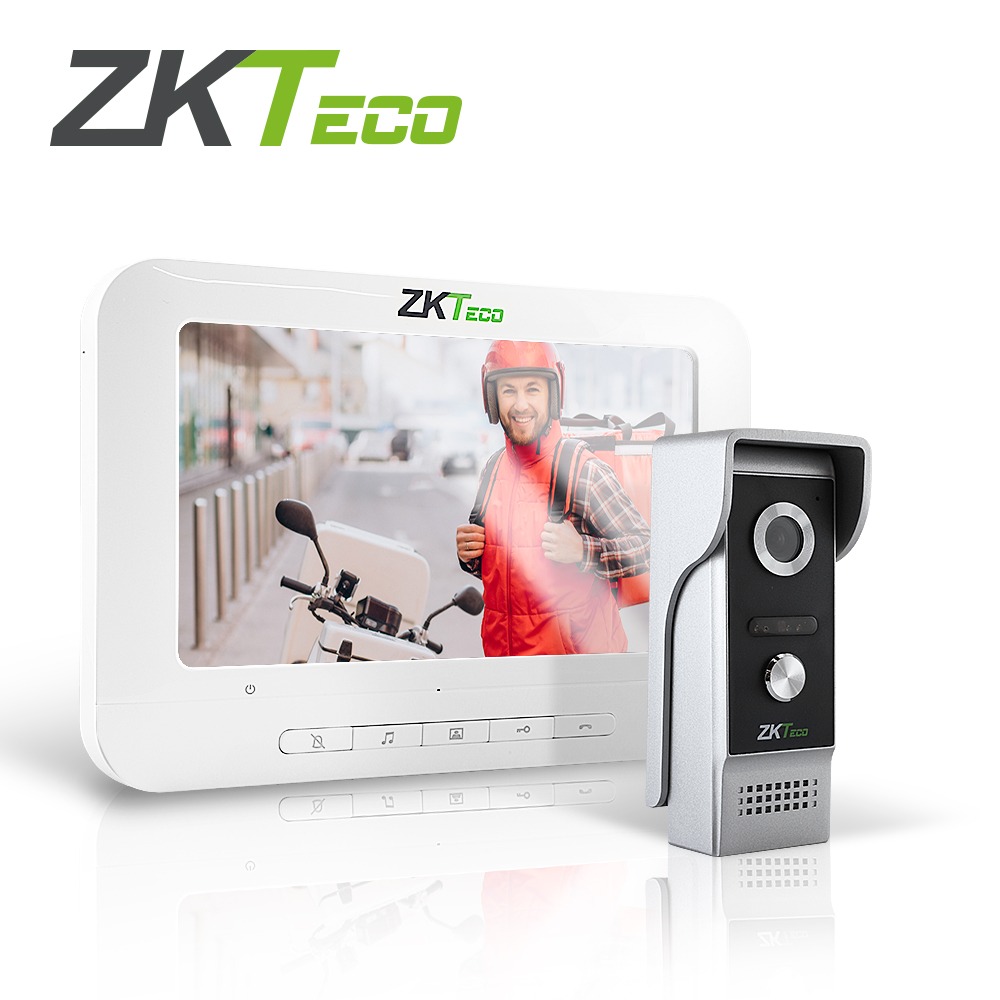 VIDEOPORTERO VDPO3-B3 KIT ZKTECO MONITOR Y FRETE DE CALLE CONEXIÓN A 4 HILOS MONITOR DE 7 PULGADAS Y FRENTE DE CALLE CON PROTECCION CONTRA AGUA E IMPACTOS PERMITE ABRIR UNA PUERTA
