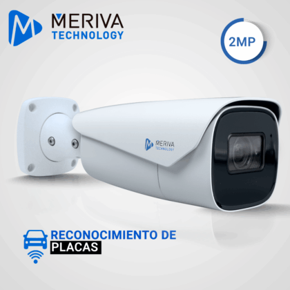 CAMARA IP BULLET LPR MERIVA TECHNOLOGY MAPR-200 / 2MP / H.265+ / LENTE MOTORIZADO 2.8 - 12MM  / 50 - 70M IR / IP67 / METALICA / 12 VCD / POE / SOPORTA MICRO SD HASTA 256 GB (NO INCLUIDA) / 1 ENTRADA + 1 SALIDA DE AUDIO / 1 ENTRADA + 1 SALIDA DE ALARMA / SALIDA BNC / ONVIF / ANALITICA RECONOCIMIENTO DE PLACAS HASTA 10,000 PLACAS (NO REQUIERE NVR)