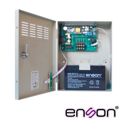 KIT DE FUENTE ENSON PSB-1204B CONTIENE UNA FUENTE TIPO CAJA PSB-1204BACKUP DE 12V 3A Y UNA BATERIA ENS-BT412, IDEAL PARA INICIAR UN SISTEMA DE ALIMENTACION DE 4 CAMARAS DE 0.75A DE COMSUMO MAXIMO CADA UNA