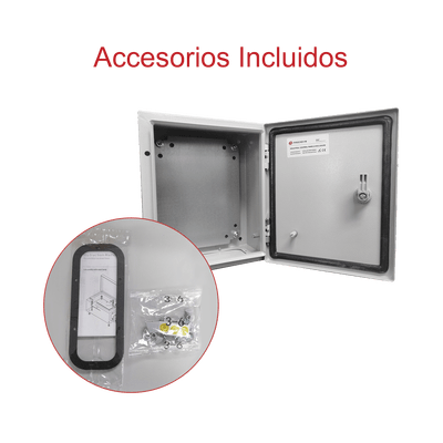 Gabinete de Acero IP66 Uso en Intemperie (400 x 400 x 200 mm) con Placa Trasera Interior de Metal y Compuerta Inferior Atornillable (Incluye Chapa y Llave T). - Image 6