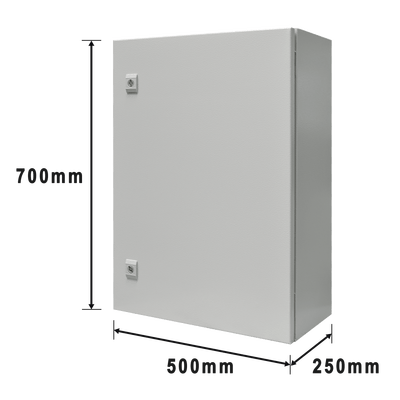 Gabinete de Acero IP66 Uso en Intemperie (500 x 700 x 250 mm) con Placa Trasera Interior Metálica y Compuerta Inferior Atornillable (Incluye Chapa y Llave T). - Image 2