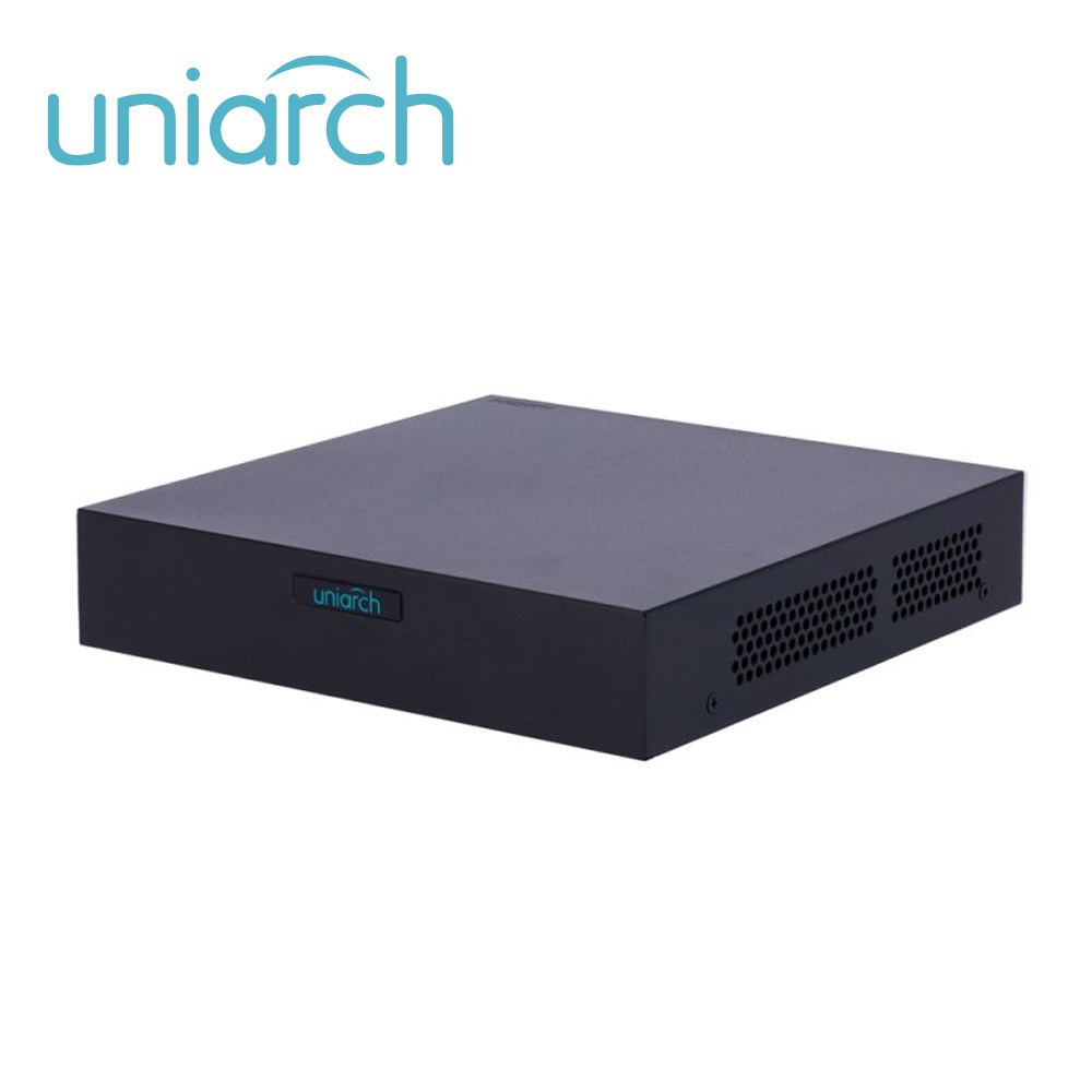 DVR PENTAHIBRIDO UNIARCH XVR-104F / 6 CANALES DE VIDEO / 4 CANALES ANALOGICOS (2 MP LITE) / 2 CANALES IP (6 MP) / SALIDA SIMULTÁNEA HDMI / VGA / 1 DISCO DURO DE 8 TB / 12 VCD / AUDIO SOBRE COAXIAL (SOLO EN TVI)