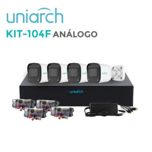 KIT 4X4 HD 2MP UNIARCH KIT-104F / 4CÁMARAS-BULLET-UAC-B112-F28 /  2MP /  XVR-104F-4CH-ANALOGICOS-2CH-IP/  4CABLES-PREPONCHADOS-18 MTS /  1DISTRIBUIDOR-ENERGIA-4SALIDAS / FUENTE-12VDC