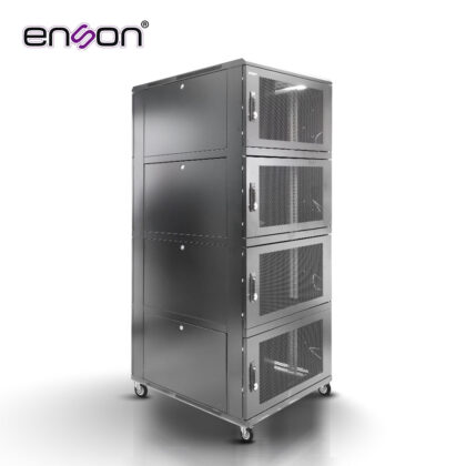 GABINETE DE PISO MODULAR DE ACERO ENSON ENS-RKGB42U8 / 36UR EN 4 MODULOS DE 9UR CADA UNO / PANELES LATERALES EXTRAÍBLES / PUERTAS DE MALLA DELANTERAS Y TRASERAS CON CERRADURAS / TAMAÑO EXTERIOR 42U 800X1000X2000