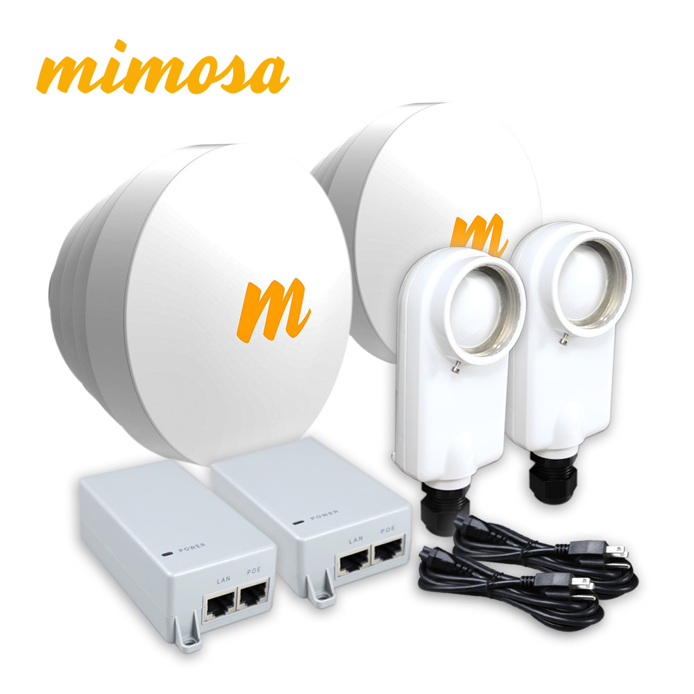KIT C5XN5X16KIT-SM MIMOSA 2 RADIOS C5X IP67 / 2 ANTENAS N5X16 DE 16 DBI / INYECTOR POE 24V 12W / 2 CABLES DE CORRIENTE