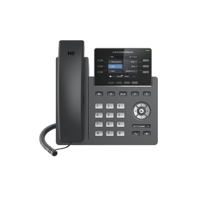 Teléfono IP Grado Operador, 3 líneas SIP con 6 cuentas, puertos Gigabit,PoE,  pantalla a color 2.4", codec Opus, IPV4/IPV6 con gestión en la nube GDMS
