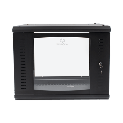 Gabinete Abatible de Pared (Con Marco Trasero) con Rack 19" de 9 Unidades. Ventana de Cristal Templado.