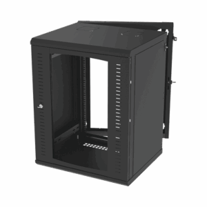 Gabinete Abatible de Pared (Con Marco Trasero) con Rack 19" de 16 Unidades. Ventana de Cristal Templado.