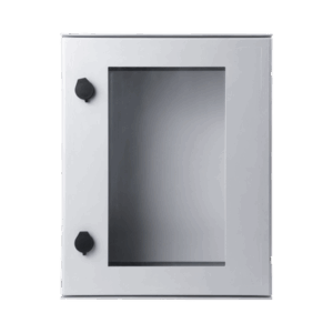 Gabinete de Poliéster IP65 Puerta Transparente, Uso en Intemperie (400 x 500 x 200 mm) con Placa Trasera Interior de Plástico (Incluye Chapa y Llave).