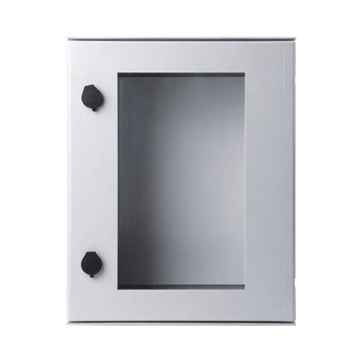 Gabinete de Poliéster IP65 Puerta Transparente, Uso en Intemperie (400 x 500 x 200 mm) con Placa Trasera Interior de Plástico (Incluye Chapa y Llave).