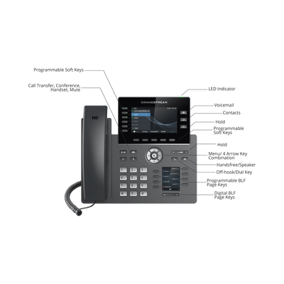 Teléfono IP Wi-Fi, Grado Operador, 6 líneas SIP con 6 cuentas, pantalla a color 4.3", puertos Gigabit, Bluetooth, PoE, codec Opus, IPV4/IPV6 con gestión en la nube GDMS - Image 5