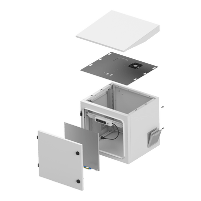 Gabinete de Exterior con Rack de 19" de 9UR con Ventiladores y Termostato, Se envía el Gabinete armado, (Montaje a poste o torre se vende por separado). - Image 4