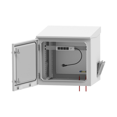 Gabinete de Exterior con Rack de 19" de 9UR con Ventiladores y Termostato, Se envía el Gabinete armado, (Montaje a poste o torre se vende por separado). - Image 3