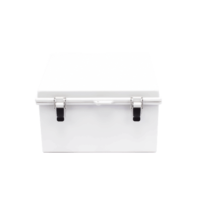 Gabinete de Plástico ABS, Uso en Intemperie ip66 (300 x 300 x 180 mm) Cierre por Broche Inoxidable y Permite Cerrado con Candado y Llave (Perno 5mm) No Incluido