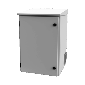 Gabinete de Exterior con Rack de 19" de 16U con Ventiladores y Termostato, Se envía el Gabinete Armado. (Montaje a poste o torre se vende por separado).