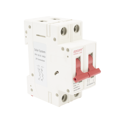 Protección Térmica/ Interruptor 2P, 20 A, Corriente Directa 800 Vcc para Aplicación Fotovoltaica Montaje Riel DIN
