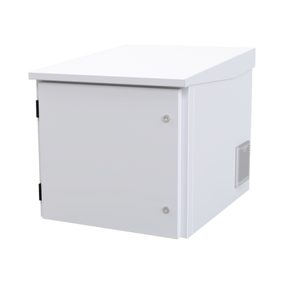 Gabinete PROFUNDO hasta 705 mm de profundidad, de Exterior de 9UR con Ventiladores y Termostato, Se envía el Gabinete Armado, (Montaje a poste o torre se vende por separado).