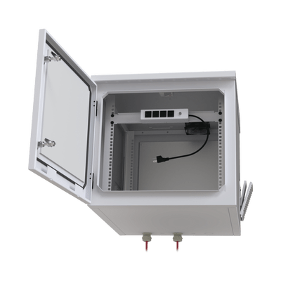 Gabinete PROFUNDO hasta 705 mm de profundidad, de Exterior de 9UR con Ventiladores y Termostato, Se envía el Gabinete Armado, (Montaje a poste o torre se vende por separado). - Image 4