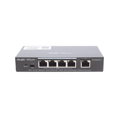 Switch Administrable PoE con 5 puertos Gigabit, 4 PoE 802.3af/at, gestión gratuita desde la nube, 54w