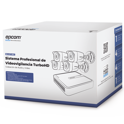 (MICRÓFONO Integrado) Kit TurboHD 1080p Lite / DVR 4 canales / Audio por Coaxitron / 4 Cámaras Bala de Metal con Micrófono Integrado - Image 2