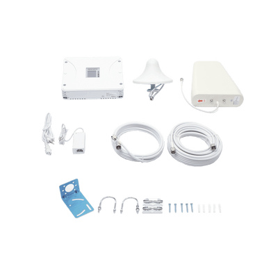 Kit Amplificador de Señal Celular 5G, 4G, 3G, VoLTE y Voz convencional. Funciona con Todos los Operadores. Soporta Múltiples Dispositivos y Tecnologías. Hasta 900 m² de Cobertura