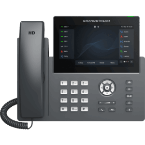 Teléfono IP Wi-Fi, Grado Operador, 12 líneas SIP con 6 cuentas, pantalla táctil  7", puertos Gigabit, Bluetooth, PoE, codec Opus, IPV4/IPV6 con gestión en la nube GDMS