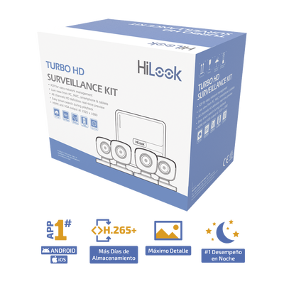Kit TurboHD 720p / DVR 4 canales / 4 Cámaras Bala de Metal / 4 Cables 18 Mts / H.265+ / 1 Fuente de Poder Profesional / Accesorios de Instalación - Image 2