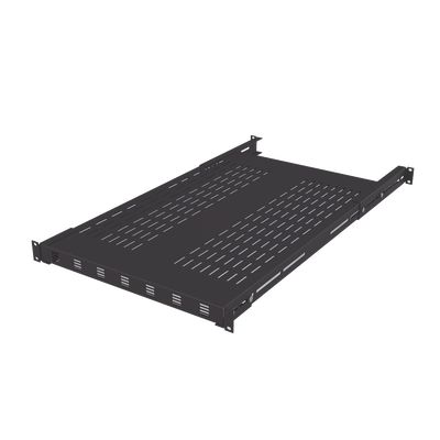 Charola Ventilada para Soportar Equipos en Rack, Profundidad Ajustable de 495 a 965 mm, 1U, Color Negro