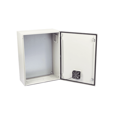 Gabinete Ventilado de Acero IP55 Uso en Exterior (600 x 800 x 300 mm) con Placa Trasera Interior Metálica y Compuerta Inferior Atornillable. Incluye Ventilador, Ventilas, filtros, Chapas y Llave T. - Image 5