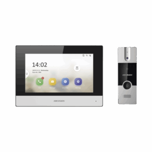 Kit de Videoportero Híbrido de Plastico / IP a 4 Hilos con Función de Llamada a App Hik-Connect / Monitor se Conecta a Internet por Cable o WiFi y por 4 Hilos al Frente de Calle / Expandible a Mas Equipos