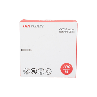 Bobina de Cable UTP 100 Mts / Cat 5E (24 AWG) / Color Blanco / PVC (CM) / Uso en Interior / 100% Cobre / Aplicaciones de CCTV y Redes de Datos